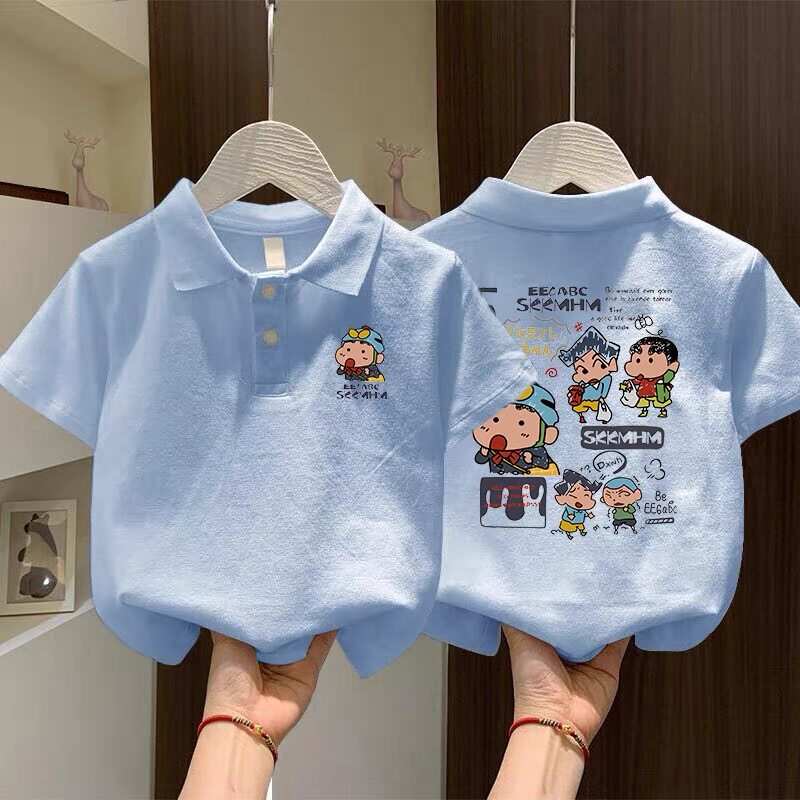 男童短袖休闲polo衫夏季新款儿童洋气纯棉上衣中小童痞帅卡通潮t