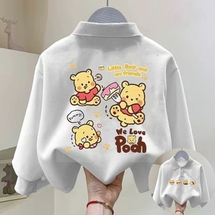 韩版 男女童时尚 洋气百搭上衣服ins潮 小熊字母印花纯棉长袖 童装