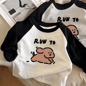 儿童长袖T恤新款卡通印花中小童春秋纯棉打底衫男女童洋气上衣t恤