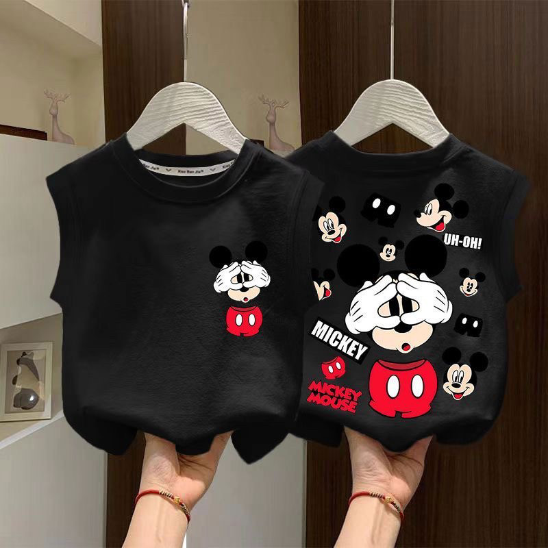 儿童无袖背心卡通洋气男女中大童宝宝上衣服2026夏季童装纯棉坎肩