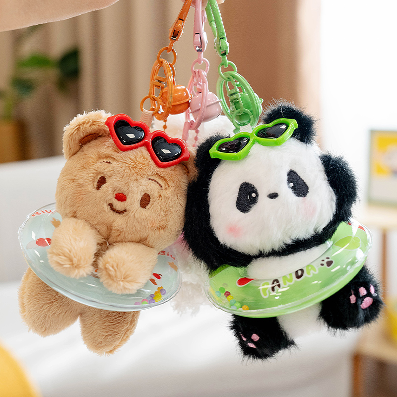 泳圈小熊钥匙扣挂件可爱小狗