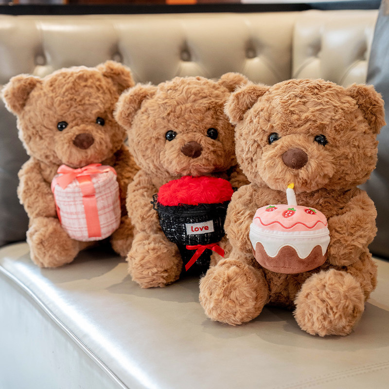 可爱玫瑰花小熊公仔毛绒玩具蛋糕泰迪熊玩偶陪睡抱枕娃娃礼物女
