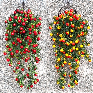 挂墙花篮仿真花家居挂壁挂饰假花卧室客厅墙上发财藤餐厅墙面挂件