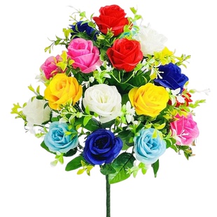 仿真花玫瑰花把花花束假花花瓶插花塑料手拿花婚庆布置绢花摆件