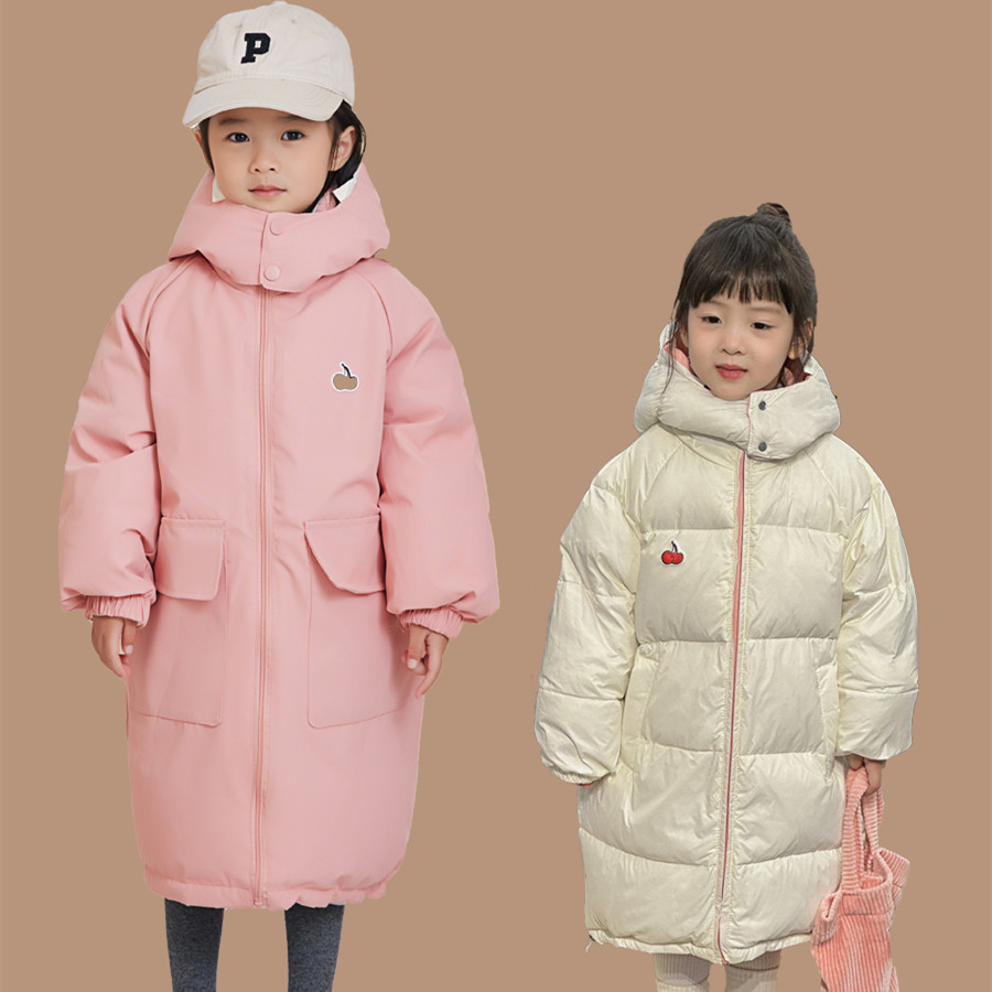 女童双面穿长款羽绒服加厚外套2024新款中大儿童韩版杜邦三防冬装