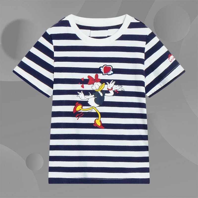 lining/李宁正品x唐老鸭系列女小童透气圆领短袖t恤yhst066