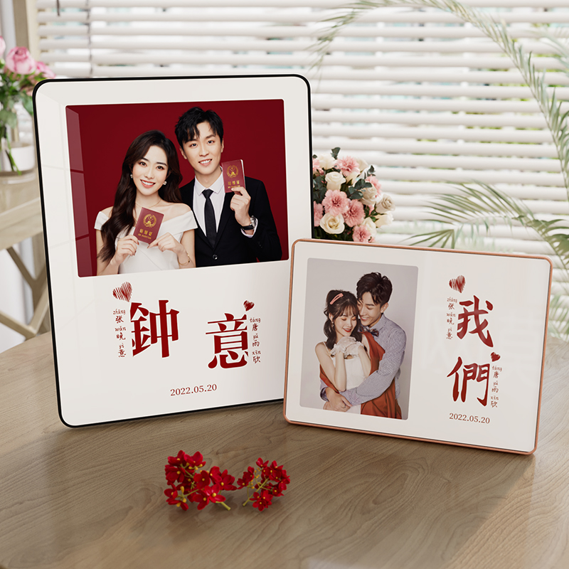 结婚照相框定制婚纱照水晶摆台