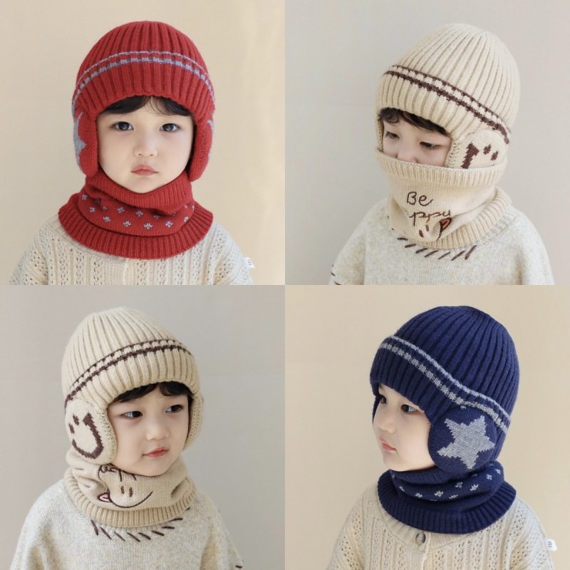 儿童帽子围脖二件套秋冬男童加绒护耳帽女童加厚保暖毛线宝宝套帽,童装/婴儿装/亲子装,帽子,淘宝优惠券,粉丝福利购,淘宝优惠卷