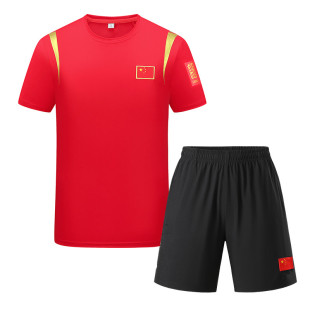 夏季中国风运动套装男女款速干透气短袖短裤套装体育生团体训练服