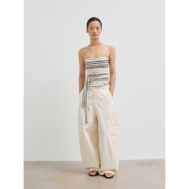 TDDP“彩虹背心”设计感条纹小吊带女夏季外穿内搭打底修身上衣