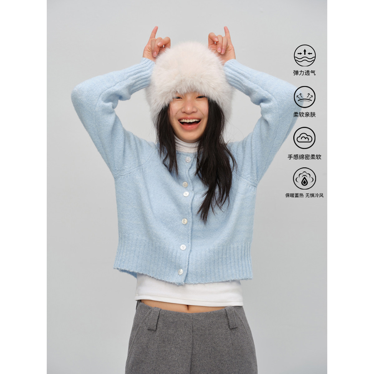 TDDP 基础款针织开衫毛衣女2025新款早春外穿内搭简约短款外套