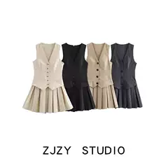 Zr European and American Style Za Women's Clothing New French-Style Wide Pleated Striped Tank Top Short Dress 9368558