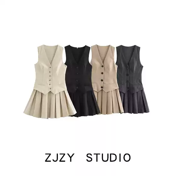 Zr European and American Style Za Women's Clothing New French-Style Wide Pleated Striped Tank Top Short Dress 9368558