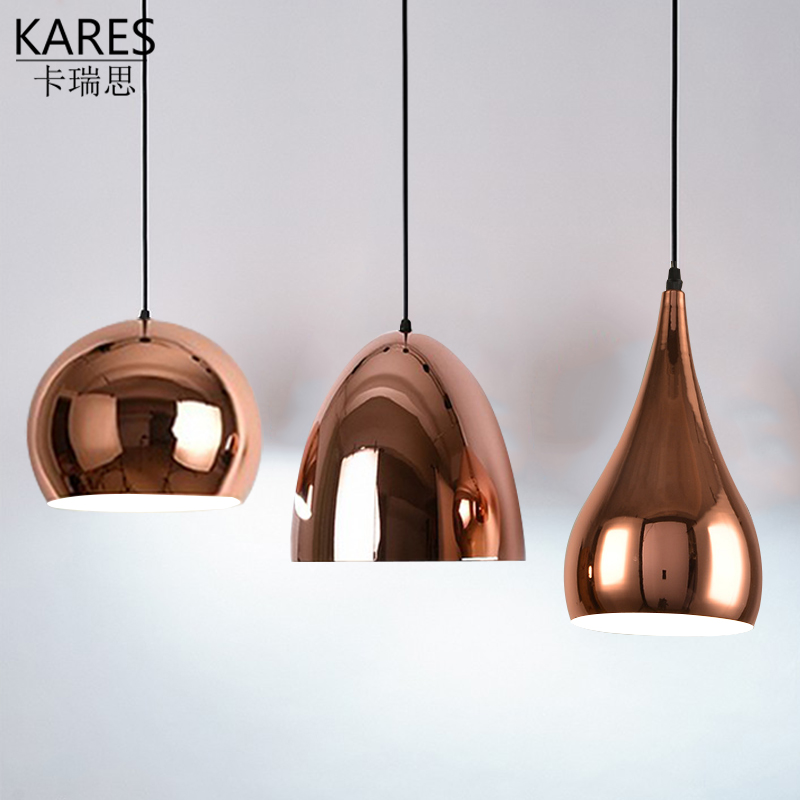 现代简约餐厅北欧铁艺吧台个性创意床头灯咖啡厅玫瑰金轻奢小吊灯