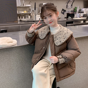 女童耐脏翻领棉衣外套冬季新款女孩夹棉加厚羽绒棉服中大童棉袄子
