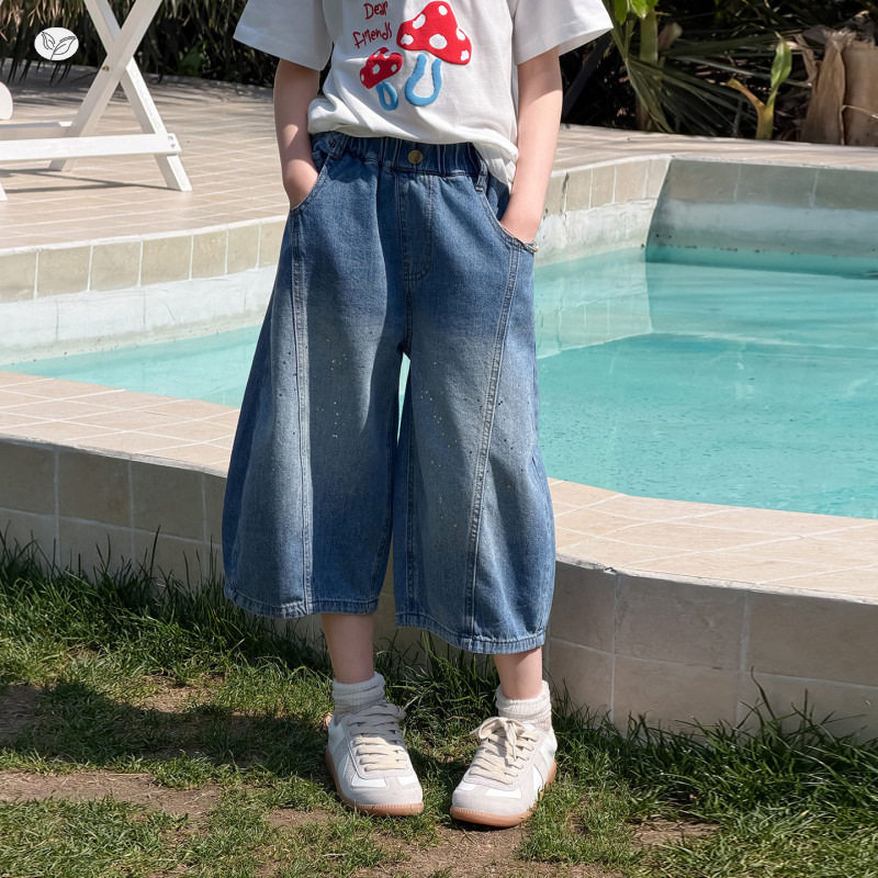 女童马裤夏薄款长款七八分牛仔裤图片