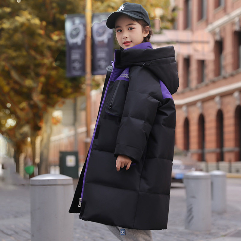 男女童加厚中长款羽绒服女孩冬装新款白鸭绒衣棉袄中大童保暖外套