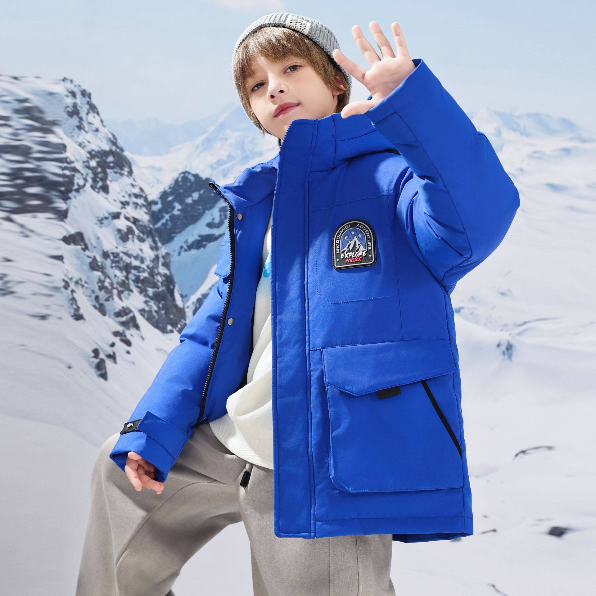 零下40度东北哈尔滨冰雪大世界旅游男女童滑雪服中长款羽绒服外套