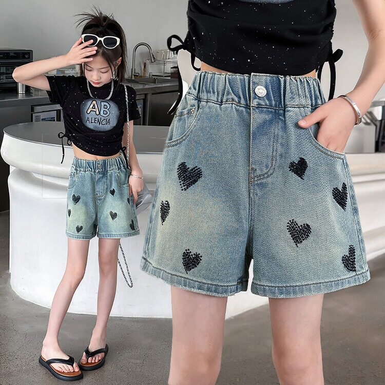 牛仔马裤女款儿童夏薄款休闲热裤