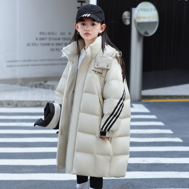 女童休闲运动长款羽绒服冬季棉袄