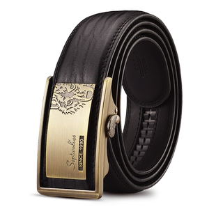 七匹狼皮带内扣纯男士真皮自动扣休闲内穿式裤带男款牛皮青年腰带
