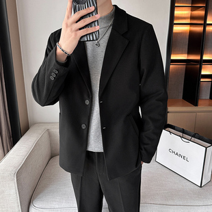 男式2026款外套休闲西装男士修身韩版痞帅秋冬季加厚单西毛0928r
