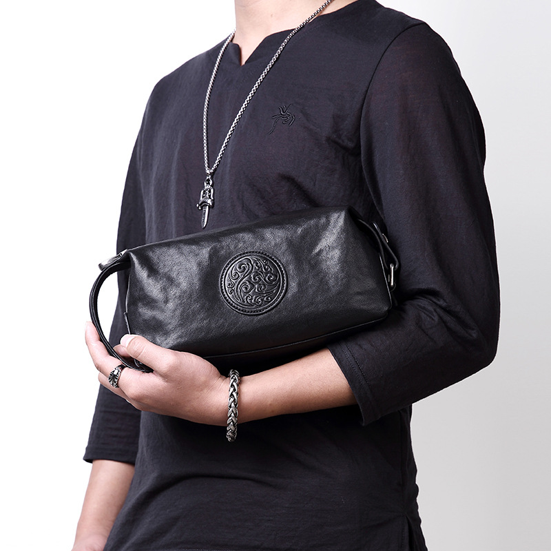 真皮男士手包纯牛皮手提包手拿休闲潮牌手机包手抓包商务手拎包男