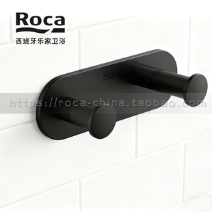 ROCA乐家荷泰双衣钩圆形挂墙式 衣帽钩817571C40哑光黑双浴巾挂