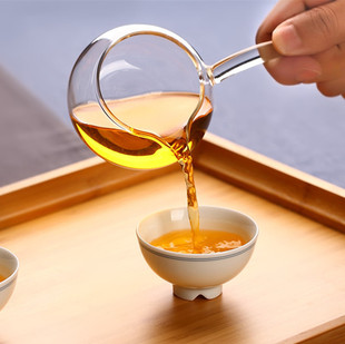 玻璃公道杯功夫茶具茶海公杯分茶器 厂家供应耐热侧把加厚