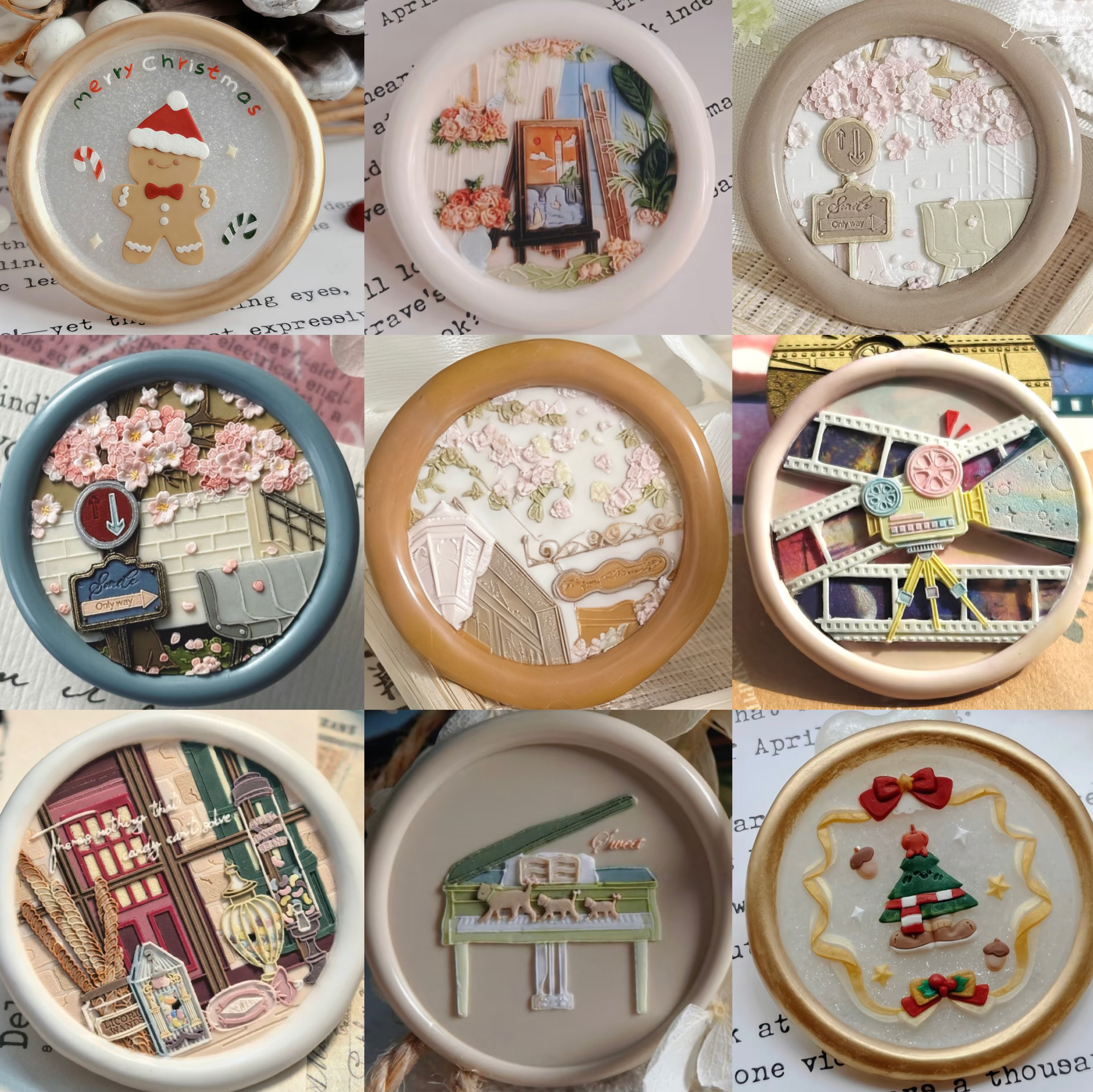 火漆印章章头圣诞节系列浮雕可爱糖果店姜饼人铃兰铜头邮票玩具