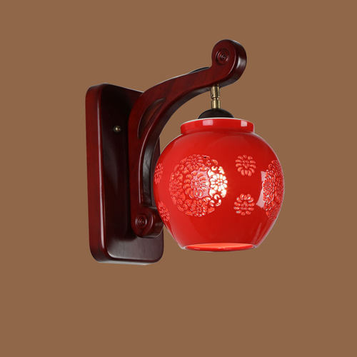 实木壁灯木书房陶瓷灯罩