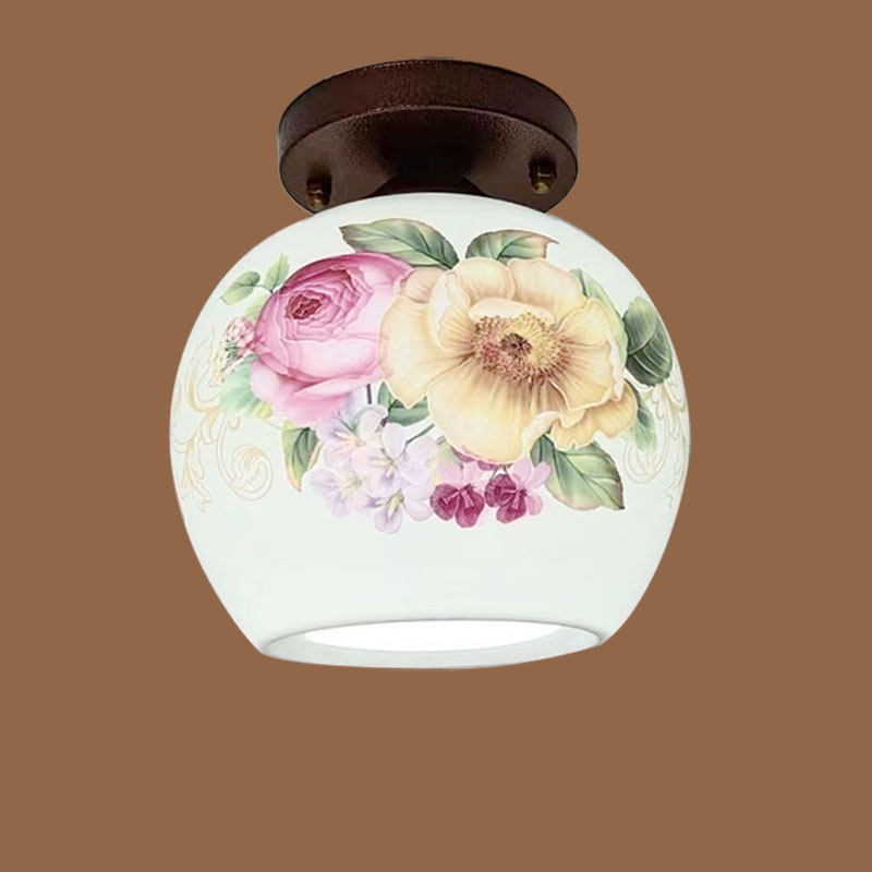 吸顶灯中式陶瓷灯餐厅灯阳台吧台过道灯玄关单头吸顶灯led