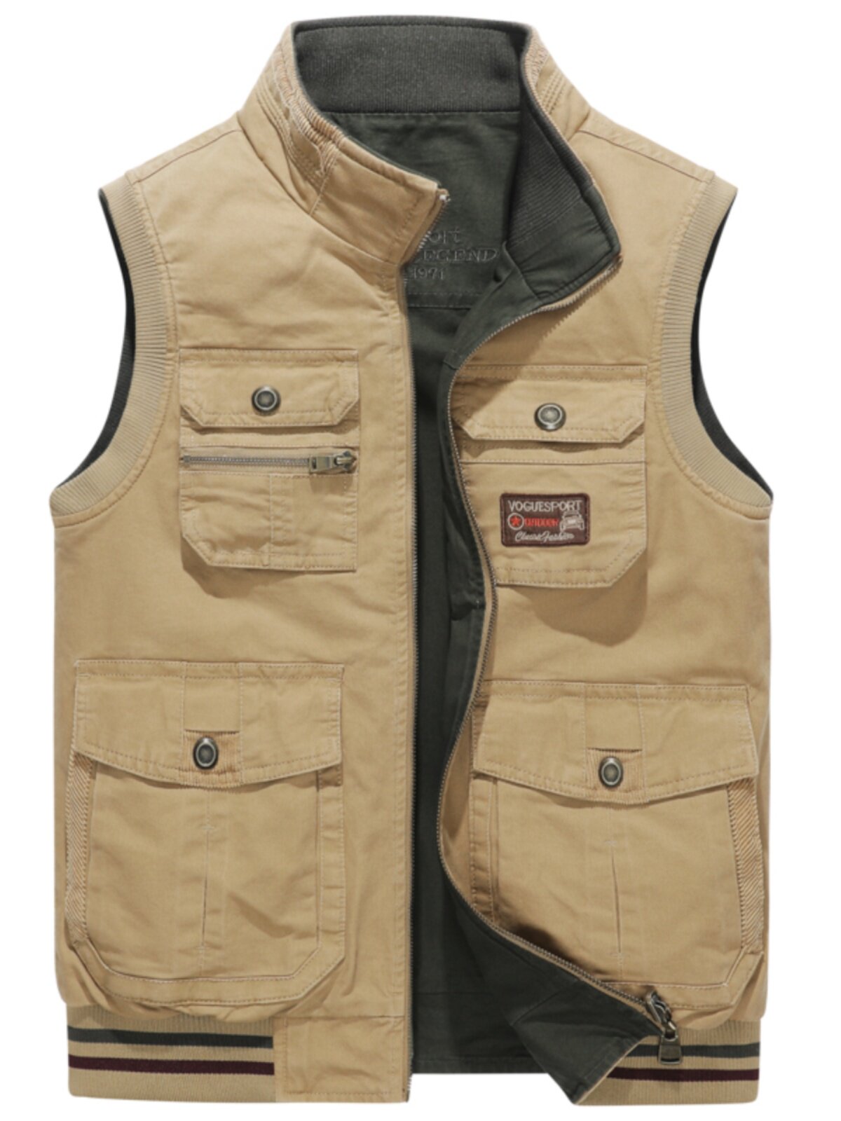 REVERSIBLE VEST MENS SPRING AND AUTUMN COTTON MULTI-POCKET OUTDOOR MENS HORSE JACKET VEST LOOSE LARGE SIZE SHOULDER JACKET