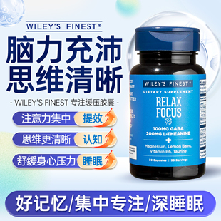 Wiley Finest专注集中注意力认知缓解焦虑压力放松睡眠茶氨酸片