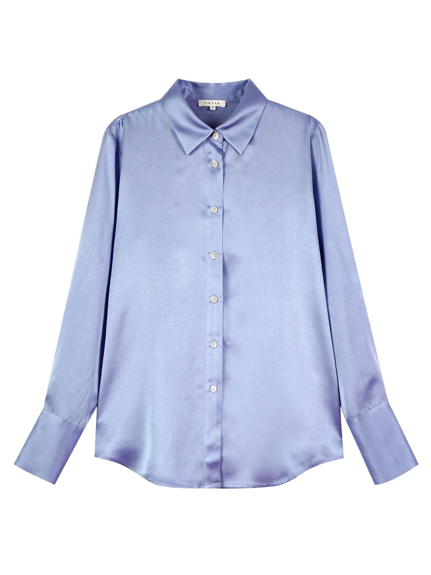 CHYAN CHANYAN HEAVY SATIN PREMIUM MULBERRY SILK SHIRT LOOSE LONG SLEEVE BASIC SILK SHIRT TOP