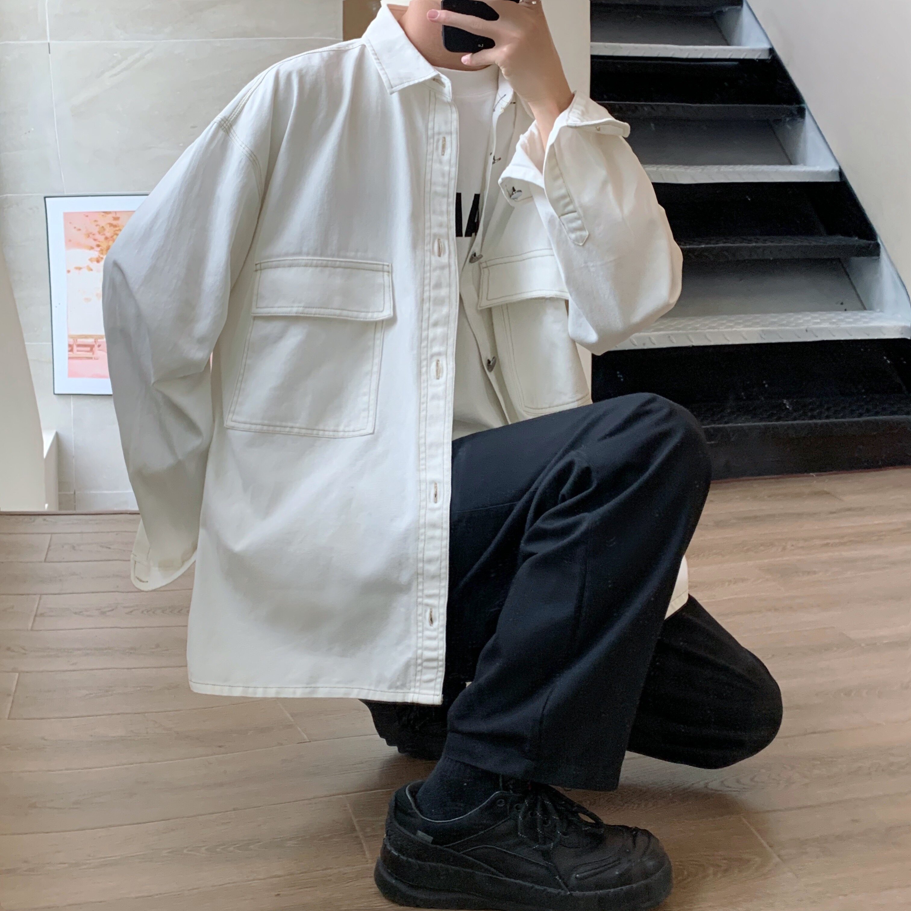春秋明线工装外套青少年潮流衣服日系宽松休闲夹克H002P55控68,男装夹克,电商D321A