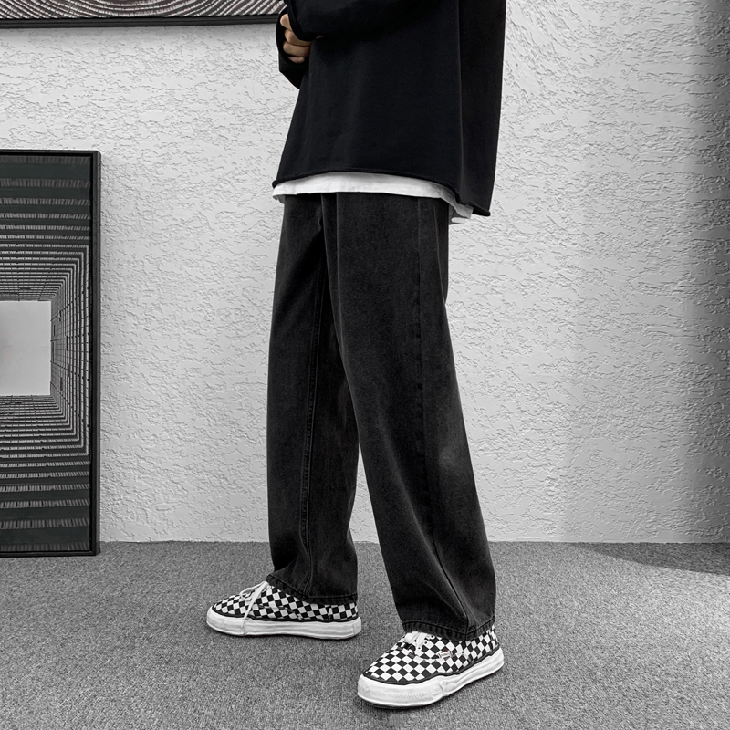 D309-2NK170P45新款港风直筒牛仔裤百搭中性风拖地裤控58，男装牛仔裤，电商D321A