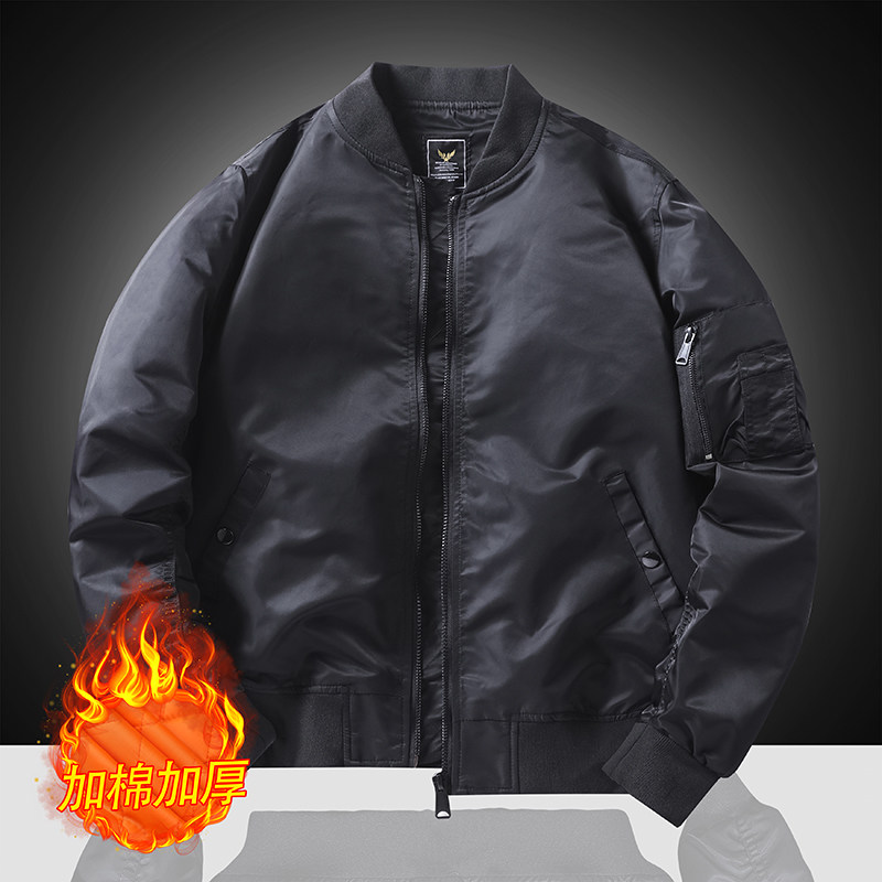 休闲男士夹克飞行员韩版潮流棒球领上衣服外套2216-P85-加绒P100,男装夹克,电商D321A