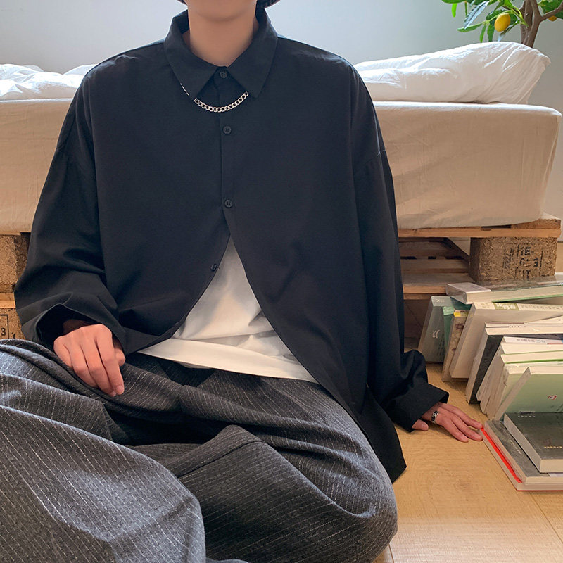 港风长袖设计感冰丝垂感防晒服抽绳衬衫宽松大码外套C15P35,男装衬衫,电商D321A