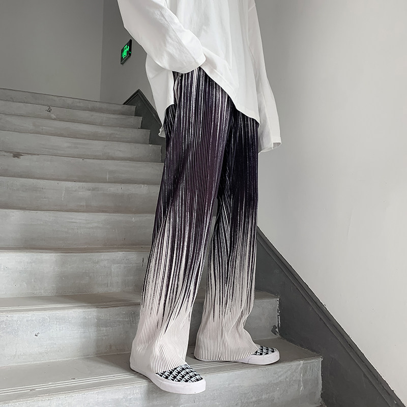 扎染阔腿裤高腰宽松显瘦直筒百搭垂感拖地裤子D321N55P35,男装休闲裤,电商D321A