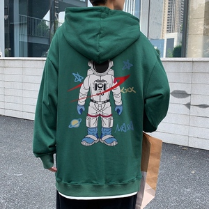 2020冬季新款连帽加绒加厚休闲卫衣男青少年外套潮W013图片