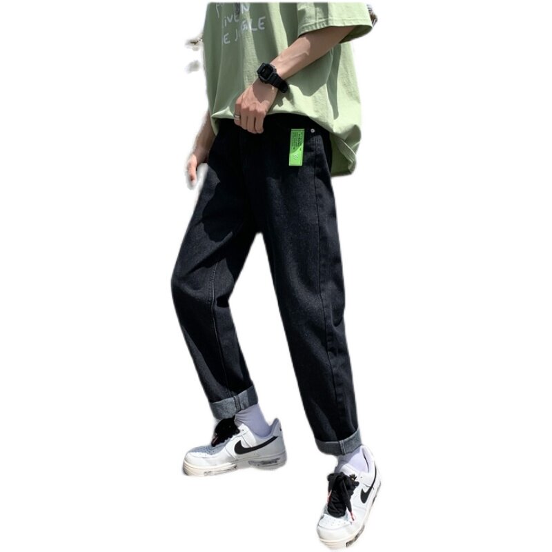 春夏贴标简约牛仔九分裤男宽松直筒9分牛仔裤D321NK157P50,男装牛仔裤,电商D321A