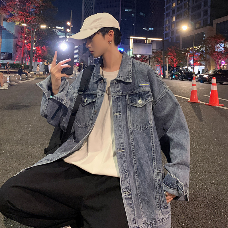 2022春装大货港风中性男女夹克牛仔衣H003P80控88，男装夹克，电商D321A