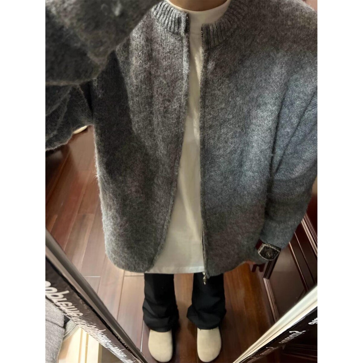 网络图！！！北极绒chic宽松毛衣针织衫无领M890-P75,男装针织衫/毛衣,电商D321A