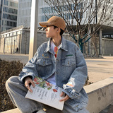 D321H113秋季潮牌刺绣牛仔外套宽松单排扣翻领夹克男，男装夹克，电商D321A