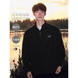 2024潮牌港风拼色长袖Polo衫男刺绣字母美式复古宽松半拉链卫衣潮，男装卫衣，电商D321A