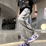 新款休闲简约男长裤子韩版港风青少年束脚卫裤高街潮牌K101P45，男装休闲裤，电商D321A