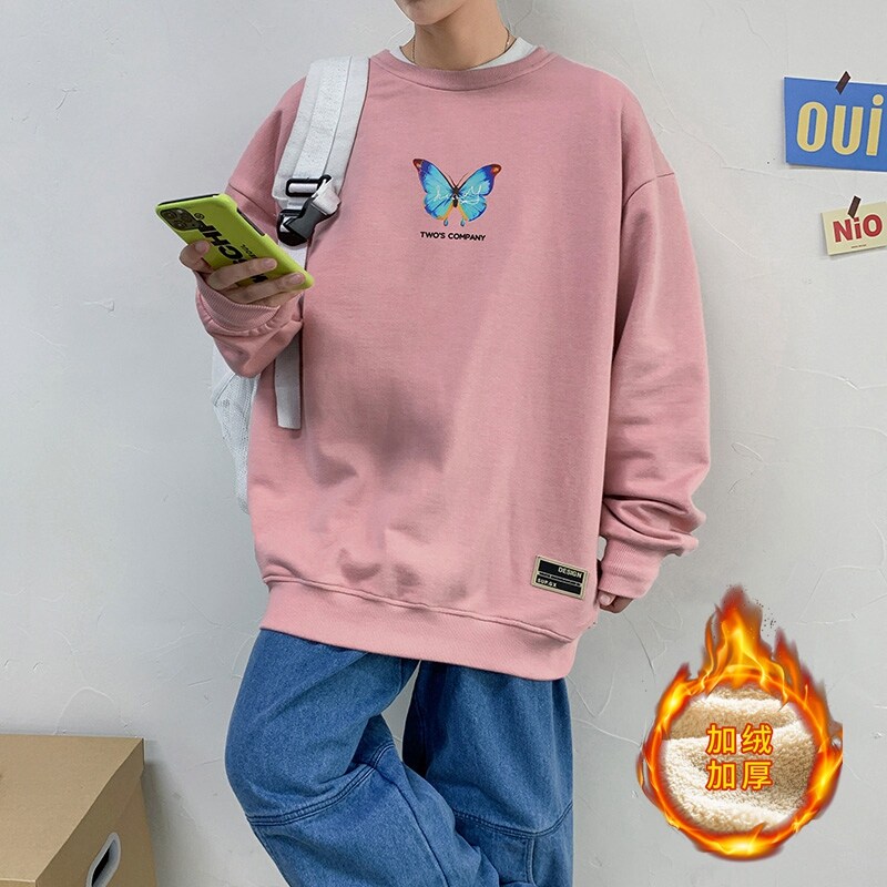 2021加绒卫衣圆领男士新款韩版秋季新款潮流长袖W006,男装卫衣,电商D321A