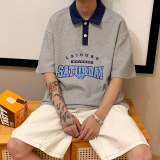 2022新款polo衫t恤男短袖ins潮牌美式印花五分袖PL604P45，男装T恤，电商D321A