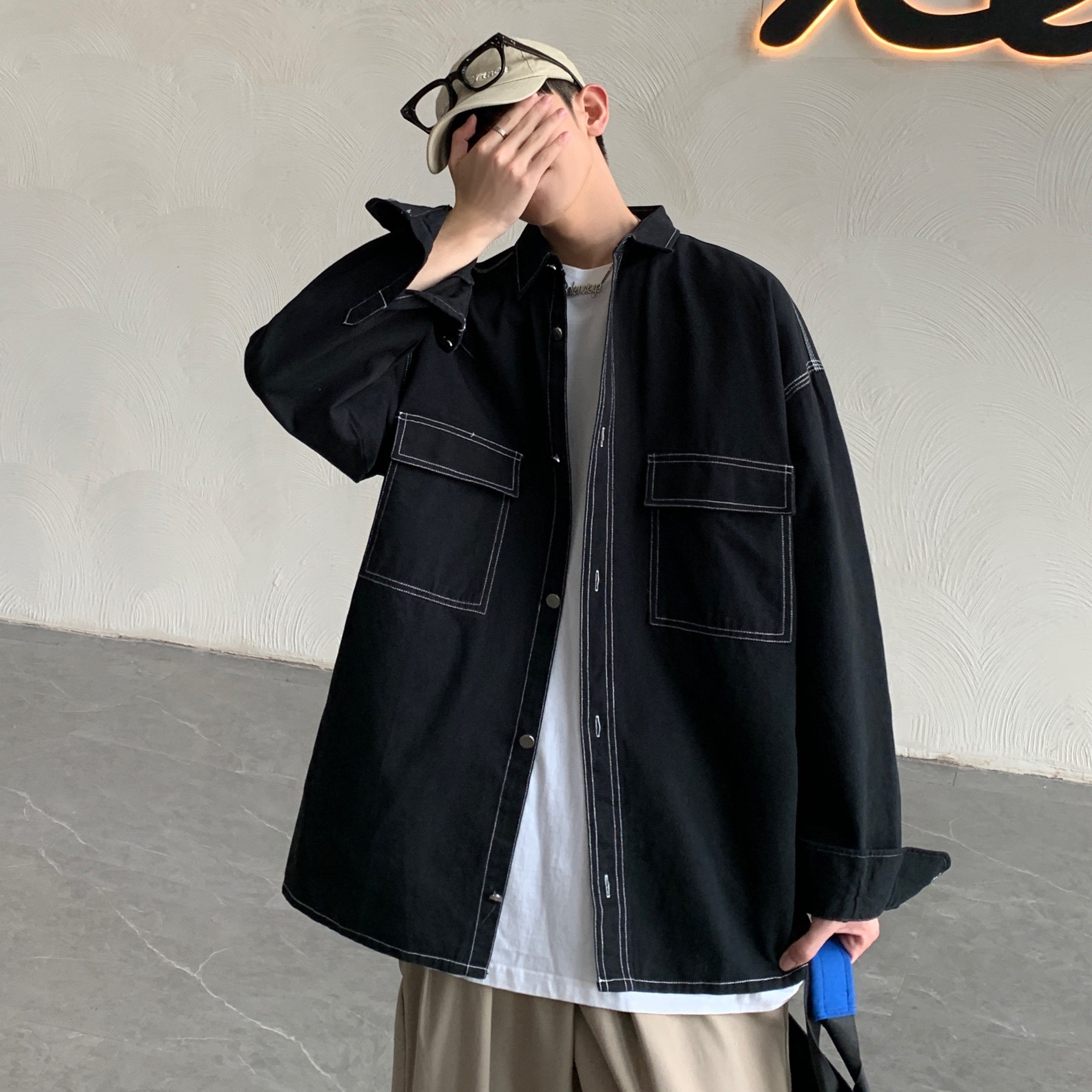 春秋明线工装外套青少年潮流衣服日系宽松休闲夹克H002P55控68,男装夹克,电商D321A